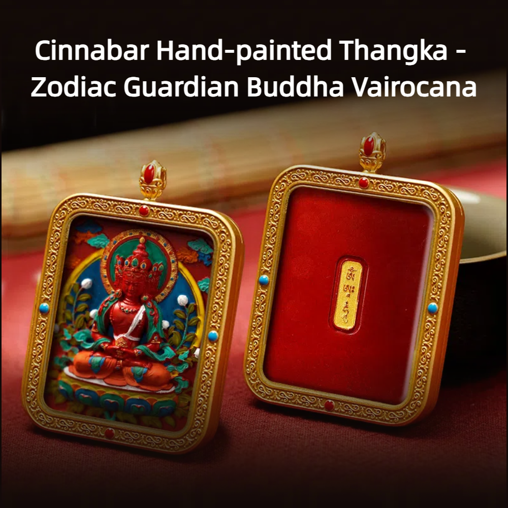 Cinnabar Hand-painted Thangka - Zodiac Guardian Buddha Vairocana
