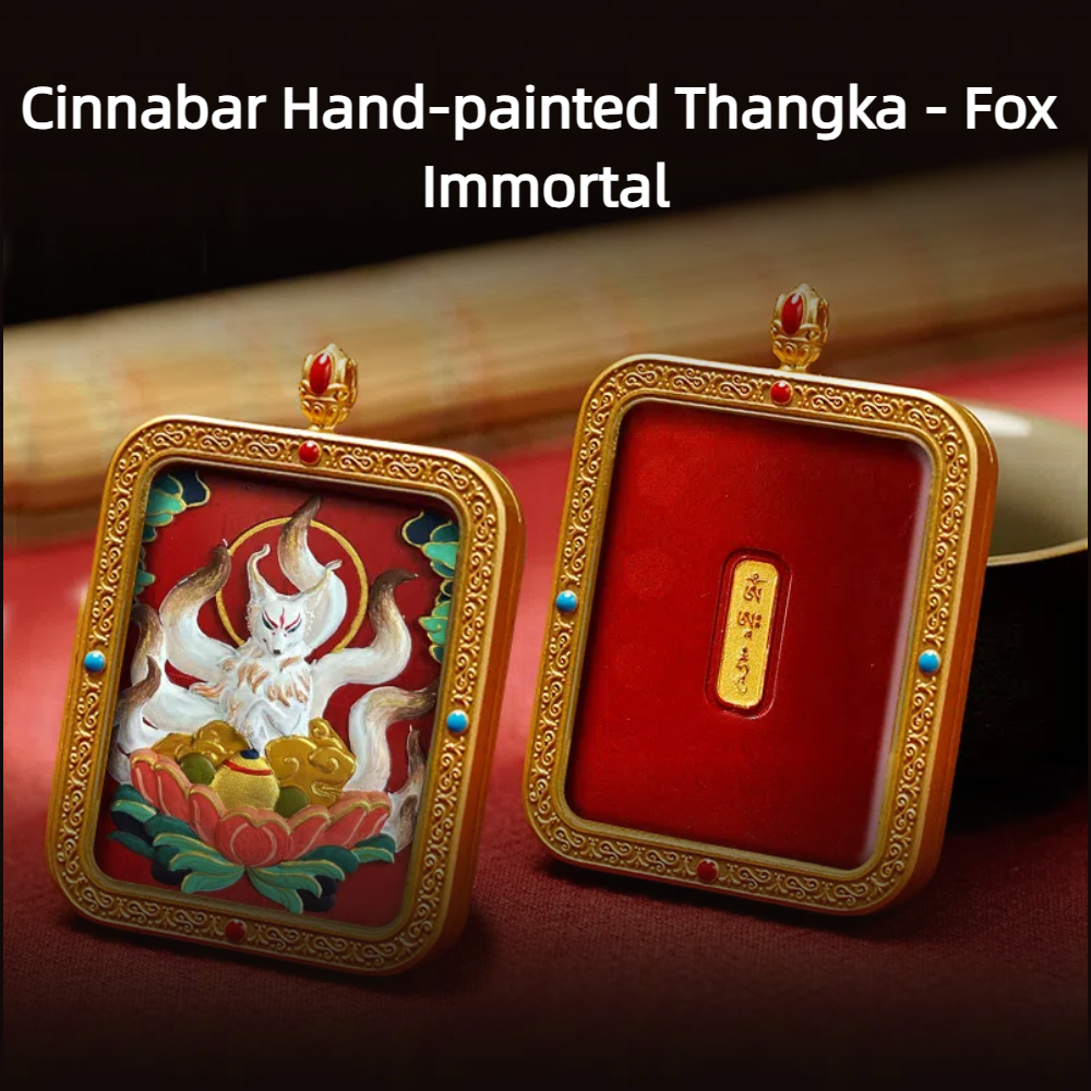 Cinnabar Hand-painted Thangka - Fox Immortal