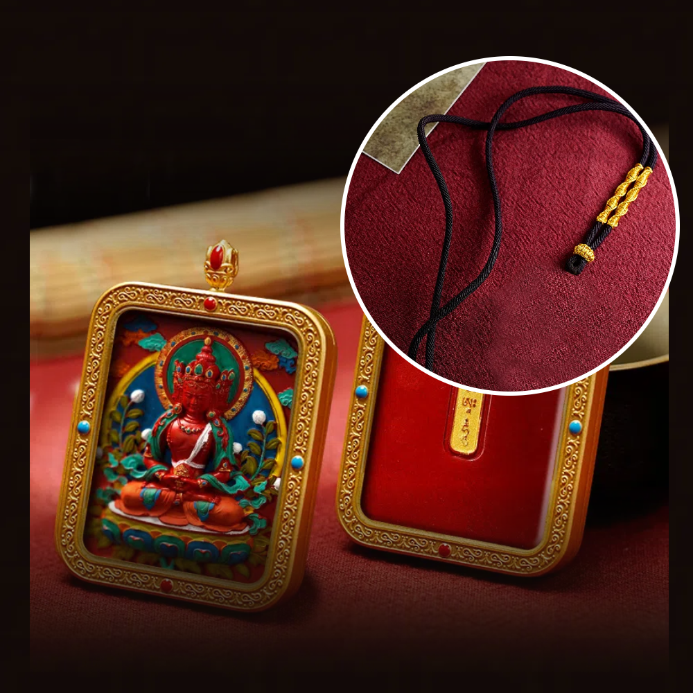 Cinnabar Hand-painted Thangka - Zodiac Guardian Buddha Vairocana