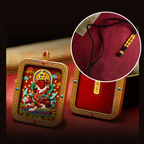 Cinnabar Hand-painted Thangka - Yellow Jambhala