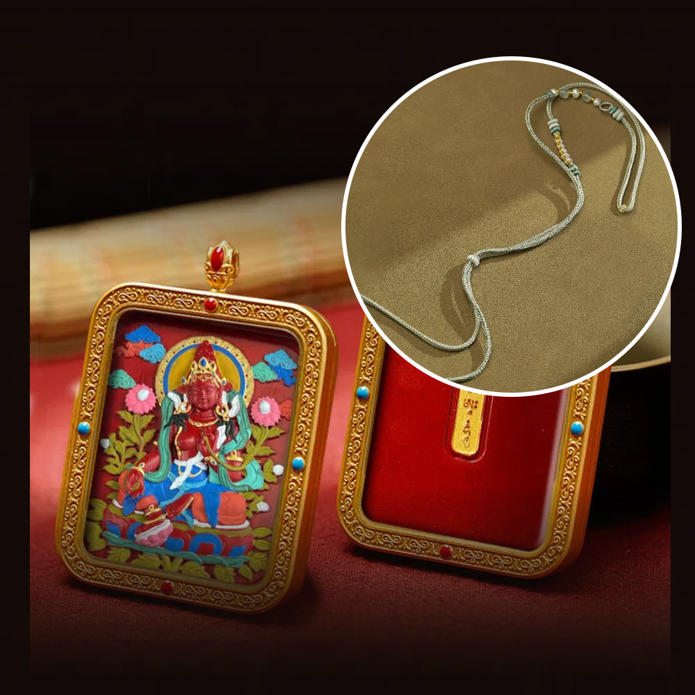 Cinnabar Hand-painted Thangka - Green Tara
