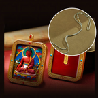 Cinnabar Hand-painted Thangka - Medicine Buddha (Bhaiṣajyaguru)