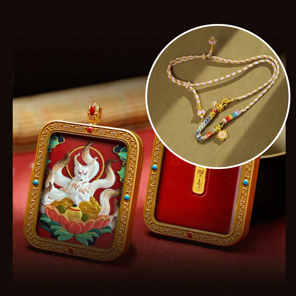 Cinnabar Hand-painted Thangka - Fox Immortal