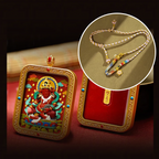 Cinnabar Hand-painted Thangka - Yellow Jambhala