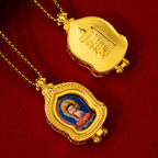 Brass Ru Tang Ten Auspicious Forms Painted Tsa Tsa Pendant (with Chain)