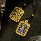 Brass Shrine · Hearing Small Gold Brick Hand-painted Tsa Tsa Box (with Chain)