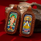 Thangka hand-painted by professional Tibetan masters on both sides of the shell