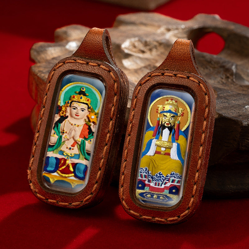Thangka hand-painted by professional Tibetan masters on both sides of the shell