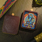 3D Painted Handmade Leather Shell Blessing Thangka Pendant