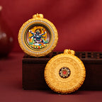 Brass Blue Feather Circular Painted Tsha Tsha Pendant