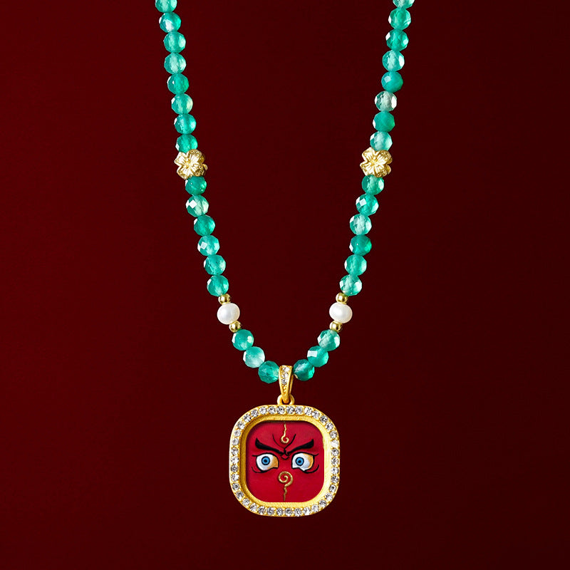 Diamond-encrusted Brass Qingyun Pendant Necklace