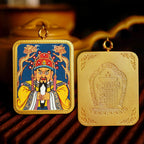 Brass Peace Talisman Rectangular 4*5cm Gold-traced Canvas Thangka