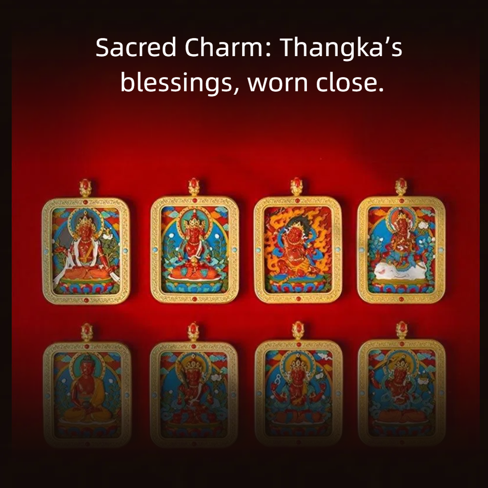 Cinnabar Hand-painted Thangka - Zodiac Guardian Four-Armed Guanyin