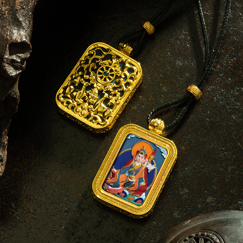 Brass Shrine · Hearing Small Gold Brick Hand-painted Tsa Tsa Box (with Chain)