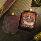 3D Painted Handmade Leather Shell Blessing Thangka Pendant