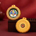 Brass Blue Feather Circular Painted Tsha Tsha Pendant