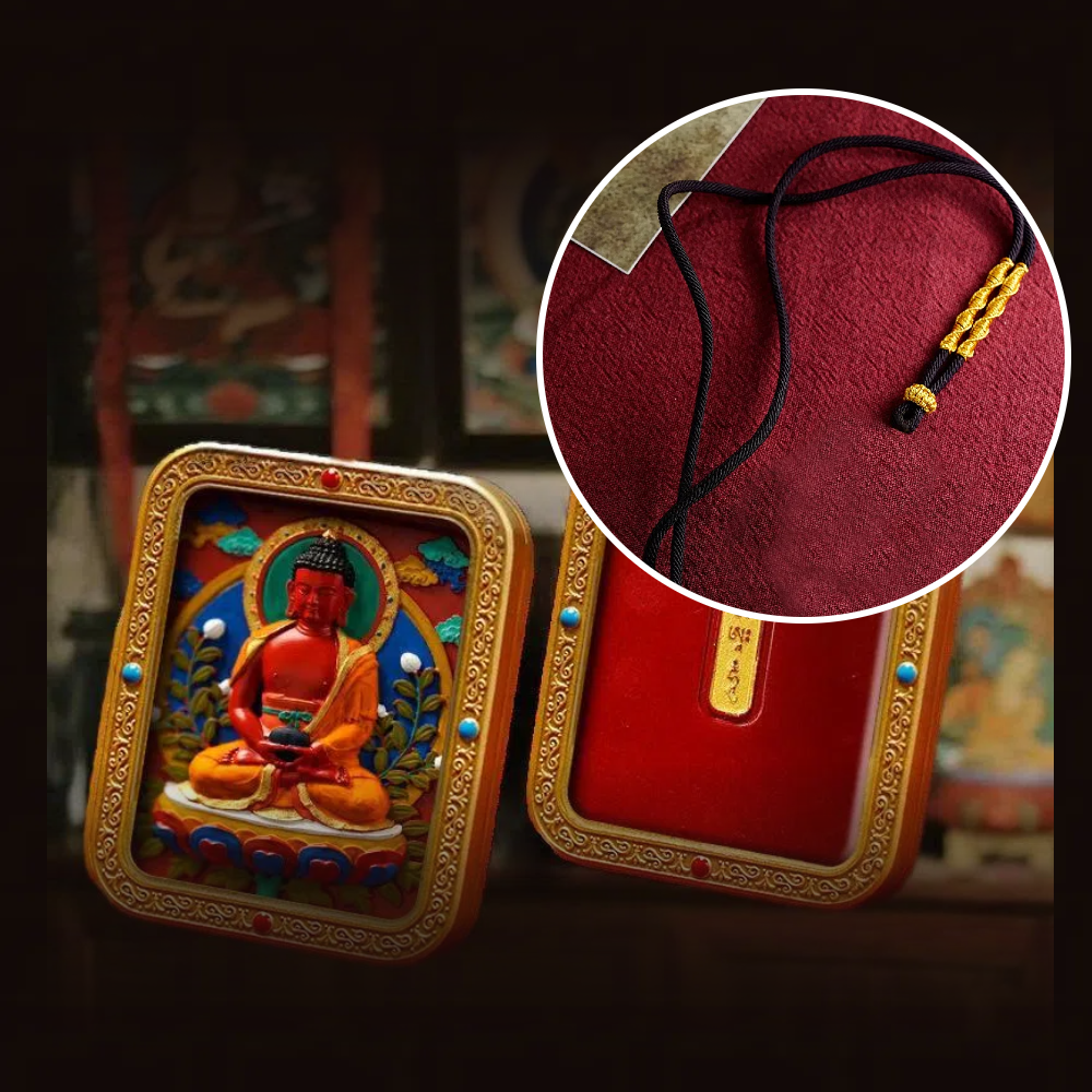 Cinnabar Hand-painted Thangka - Zodiac Guardian Buddha Amitabha