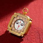 Brass and Black Jade Carved Thangka Pendant
