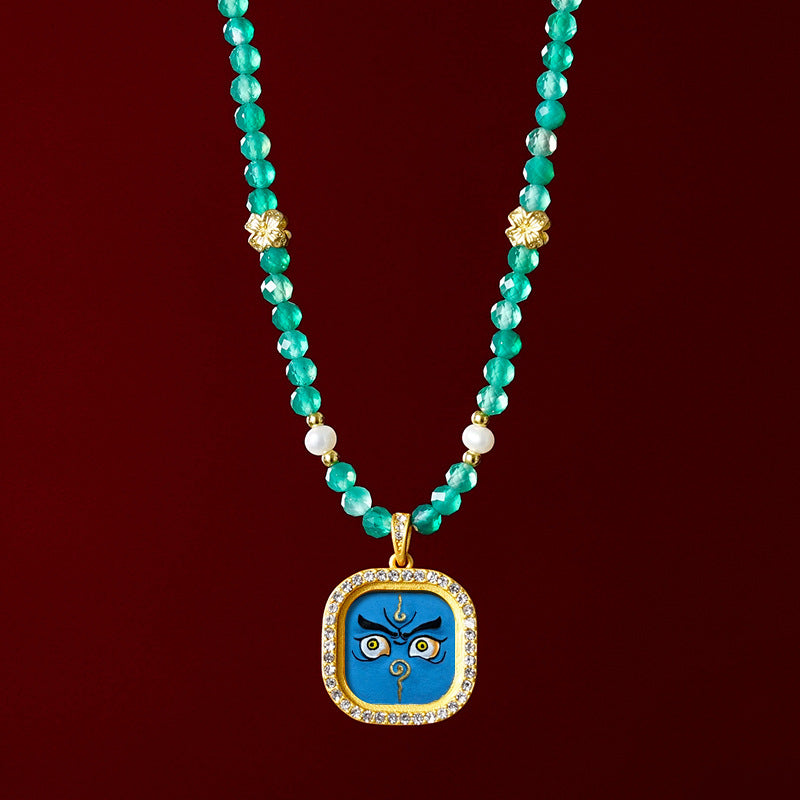 Diamond-encrusted Brass Qingyun Pendant Necklace