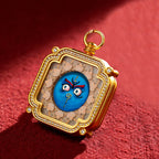 Brass and Black Jade Carved Thangka Pendant