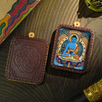 3D Painted Handmade Leather Shell Blessing Thangka Pendant