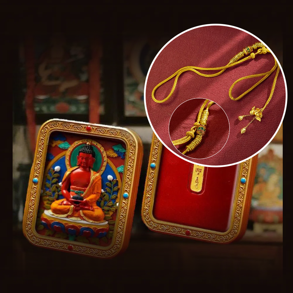 Cinnabar Hand-painted Thangka - Zodiac Guardian Buddha Amitabha