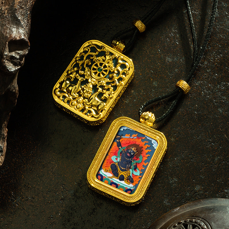 Brass Shrine · Hearing Small Gold Brick Hand-painted Tsa Tsa Box (with Chain)