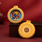 Brass Blue Feather Circular Painted Tsha Tsha Pendant
