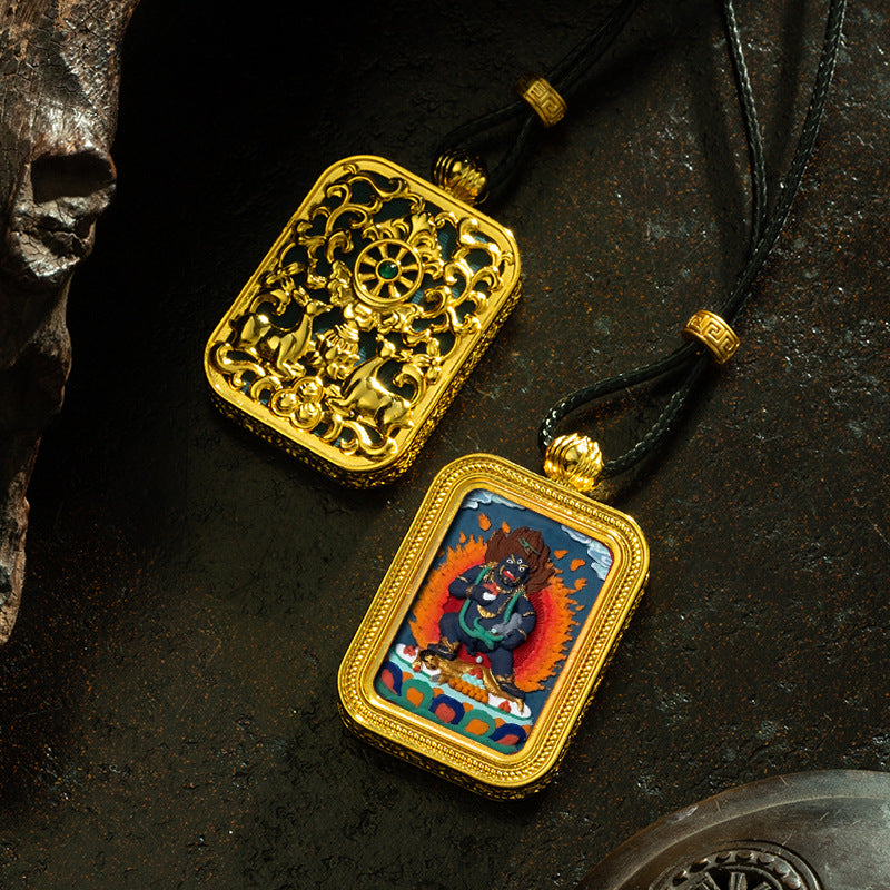 Brass Shrine · Hearing Small Gold Brick Hand-painted Tsa Tsa Box (with Chain)