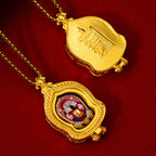 Brass Ru Tang Ten Auspicious Forms Painted Tsa Tsa Pendant (with Chain)