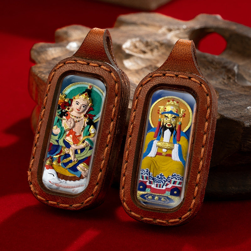 Thangka hand-painted by professional Tibetan masters on both sides of the shell