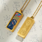 Hand-painted Mini Rectangular 30*10mm Replica Thangka Painting Box (with Chain)