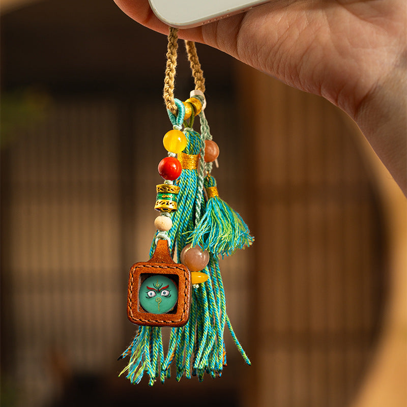 Leather Square Tsa Tsa Box Thangka Pendant
