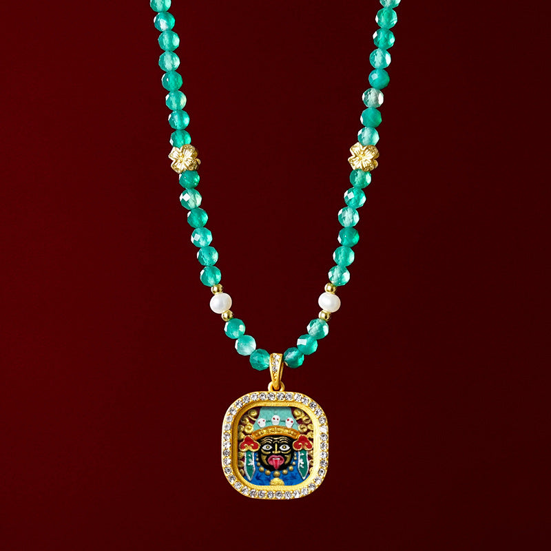 Diamond-encrusted Brass Qingyun Pendant Necklace
