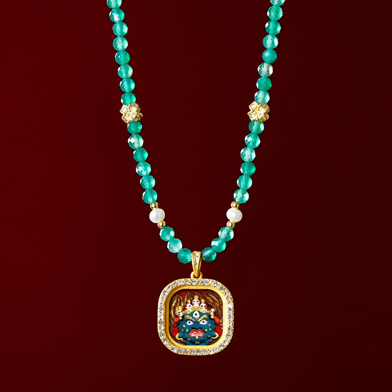 Diamond-encrusted Brass Qingyun Pendant Necklace