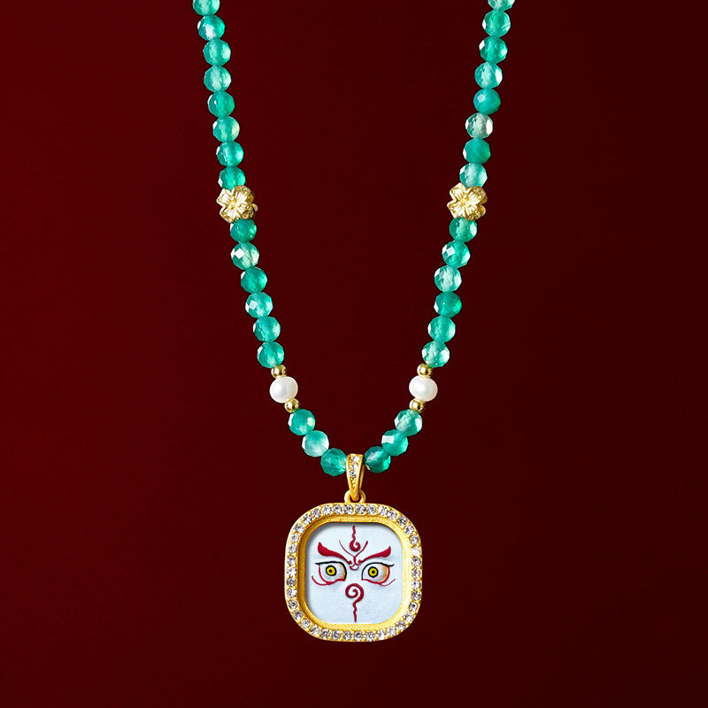 Diamond-encrusted Brass Qingyun Pendant Necklace