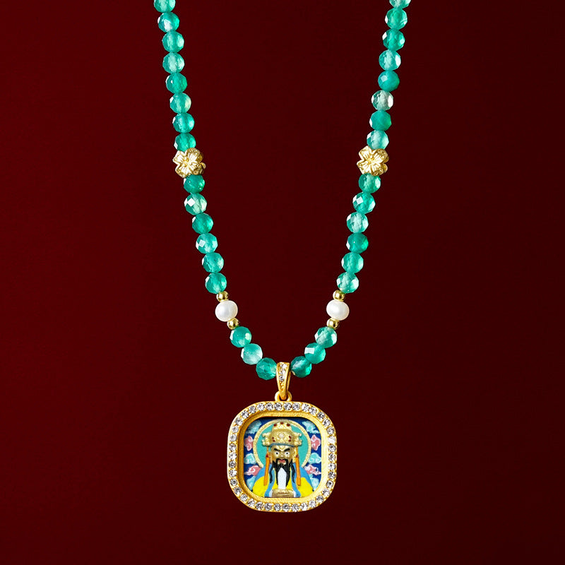 Diamond-encrusted Brass Qingyun Pendant Necklace