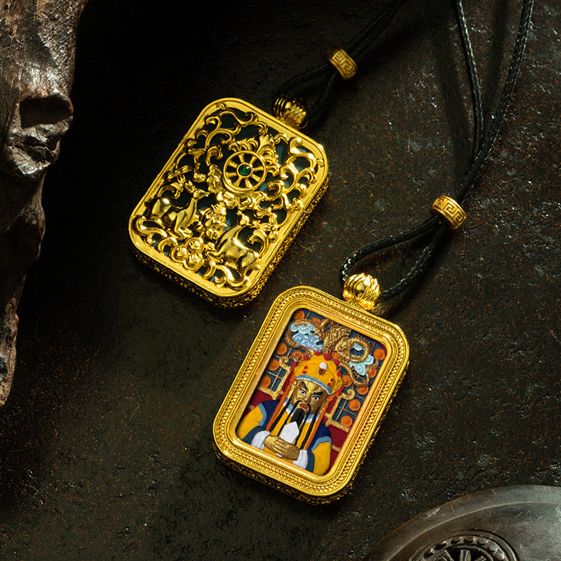 Brass Shrine · Hearing Small Gold Brick Hand-painted Tsa Tsa Box (with Chain)