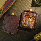 3D Painted Handmade Leather Shell Blessing Thangka Pendant