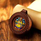 Three-dimensional relief circular leather shell Thangka pendant