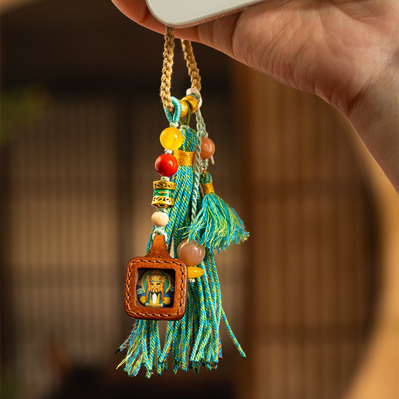 Leather Square Tsa Tsa Box Thangka Pendant