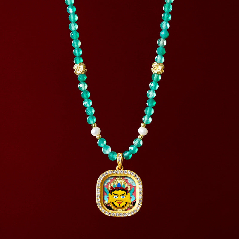 Diamond-encrusted Brass Qingyun Pendant Necklace