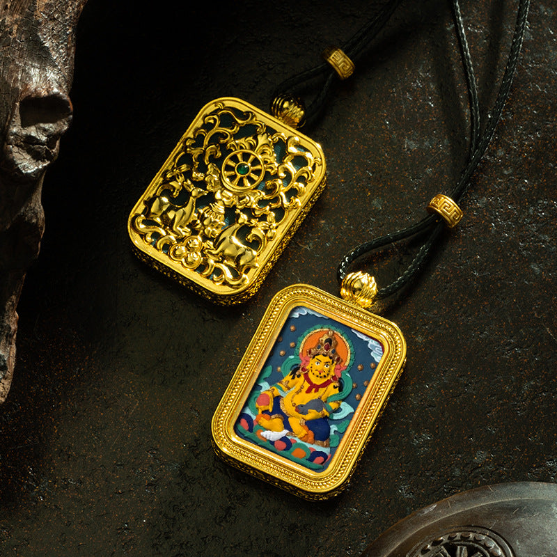Brass Shrine · Hearing Small Gold Brick Hand-painted Tsa Tsa Box (with Chain)