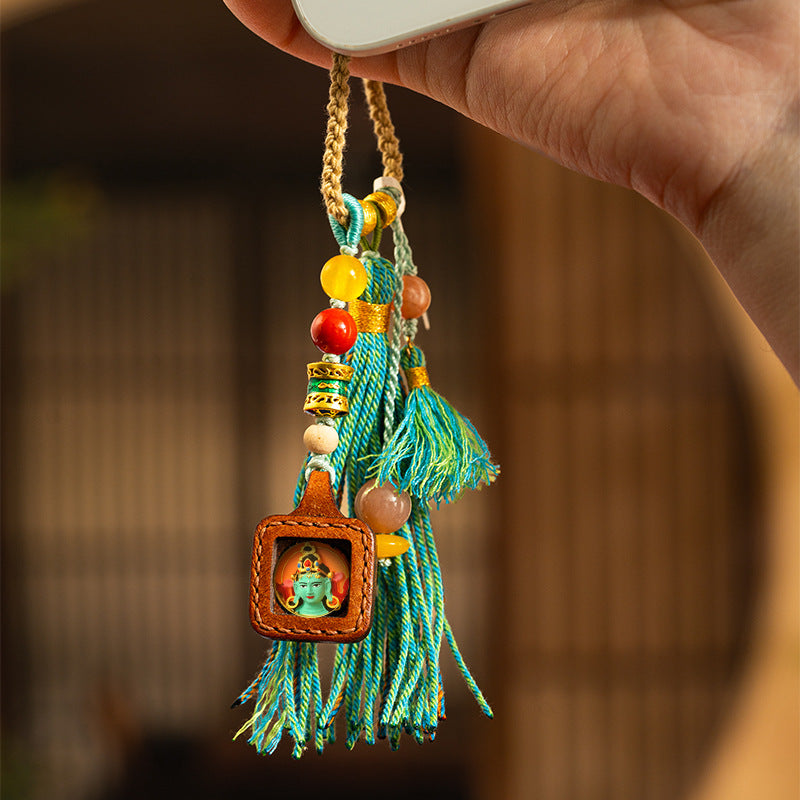 Leather Square Tsa Tsa Box Thangka Pendant