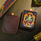 3D Painted Handmade Leather Shell Blessing Thangka Pendant
