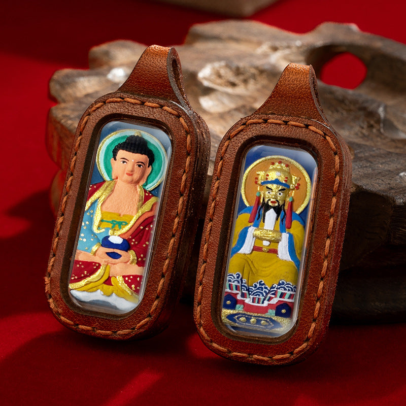 Thangka hand-painted by professional Tibetan masters on both sides of the shell