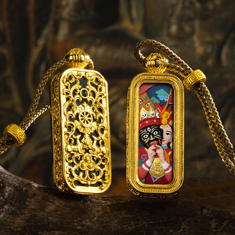 3D Relief Hand-painted Thangka Pendant
