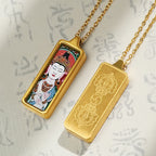 Hand-painted Mini Rectangular 30*10mm Replica Thangka Painting Box (with Chain)