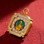 Brass and Black Jade Carved Thangka Pendant