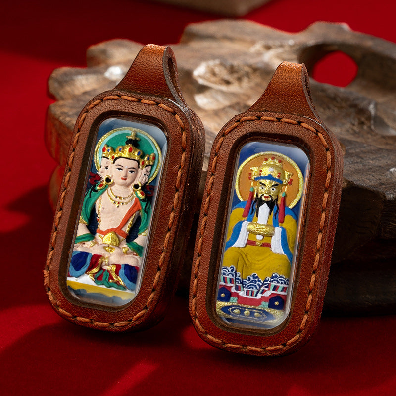Thangka hand-painted by professional Tibetan masters on both sides of the shell
